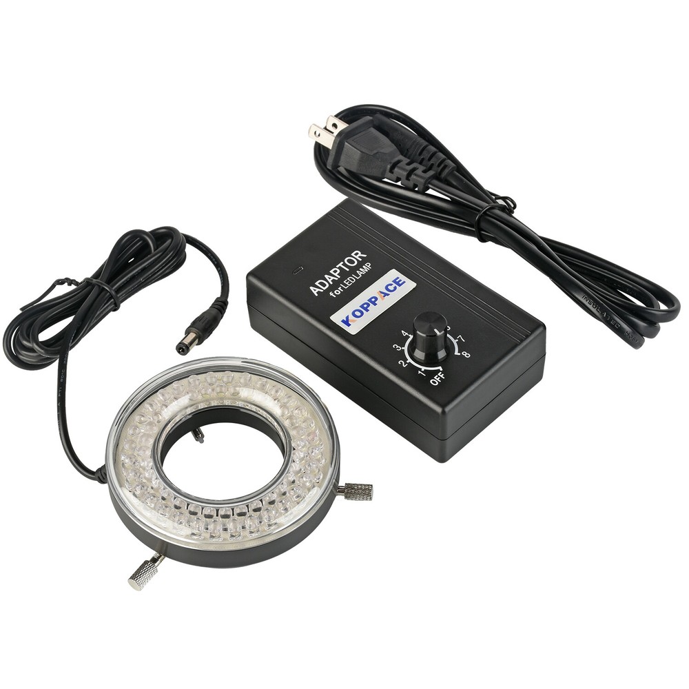 62mm Inner Diameter Microscope LED Light Source 64 Beads Adjustable Brightness