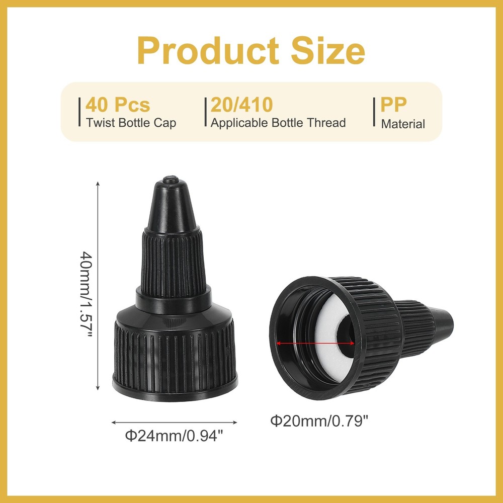 40Pcs 20/410 Replacement for Plastic Side Bottles, Black