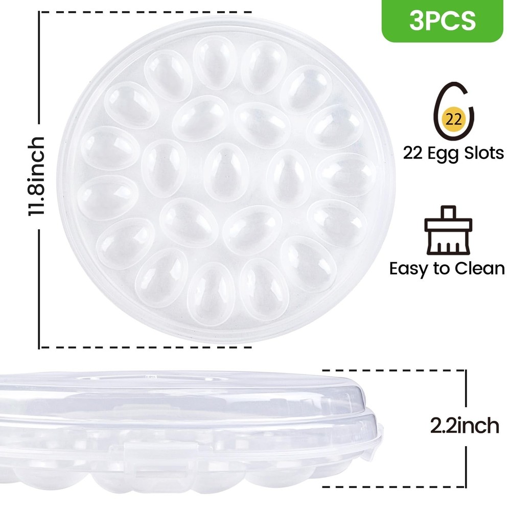 HAKSEN Deviled Egg Containers with Lid, 3PCS Deviled Egg Platter Carrier Hold...