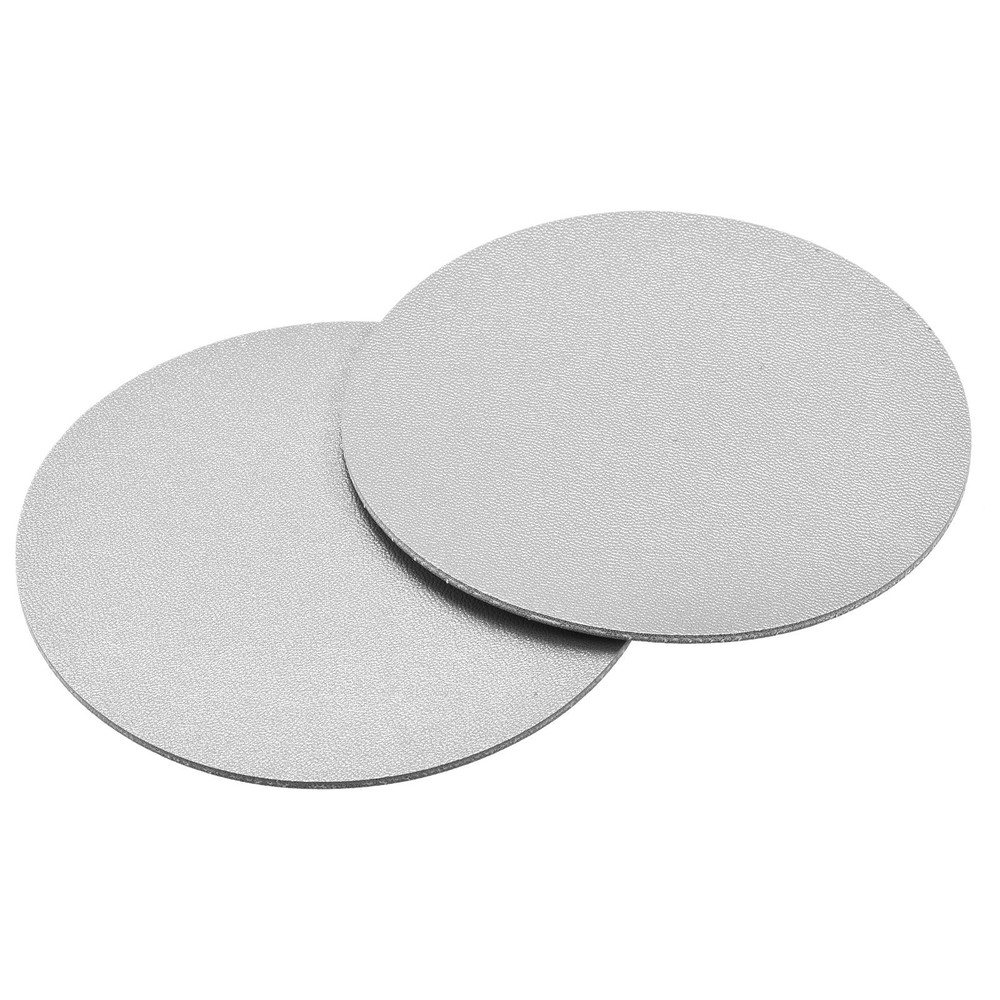 102mm Round Coasters PU Cup Mat Padding Silver Tone 2pcs
