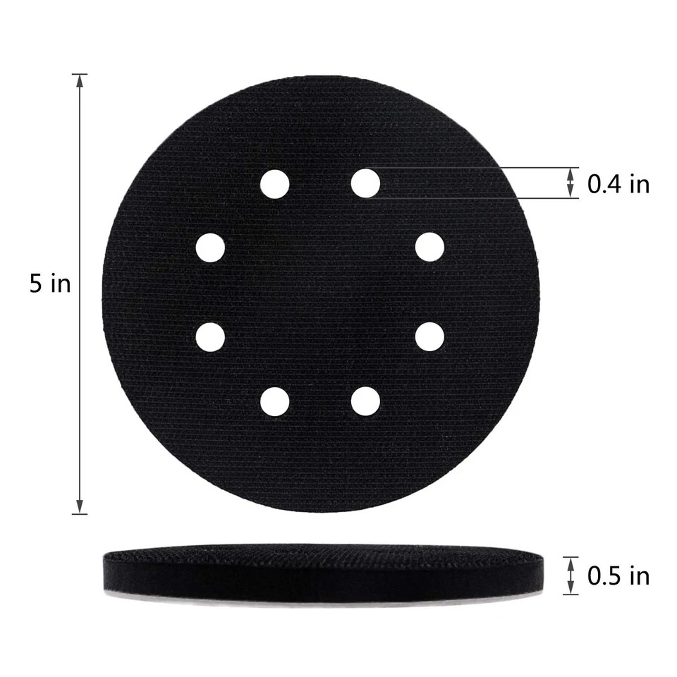 5 Pack 5 Inch 8 Holes Soft Density Interface Pads Hook and Loop 5" Sponge Cushio