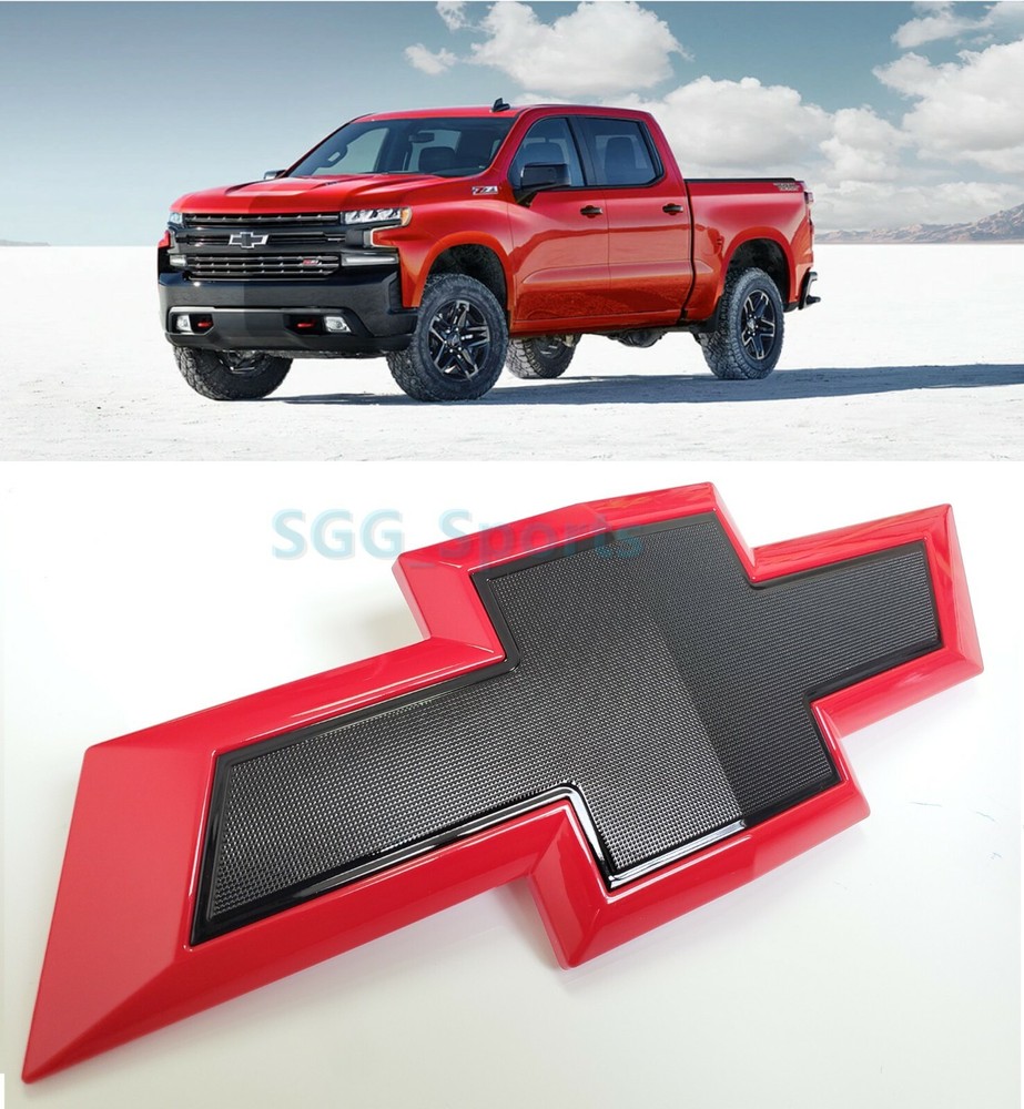 2019-2021 Chevrolet Silverado 1500 Bowtie Front Grille Emblem Gloss Red Black