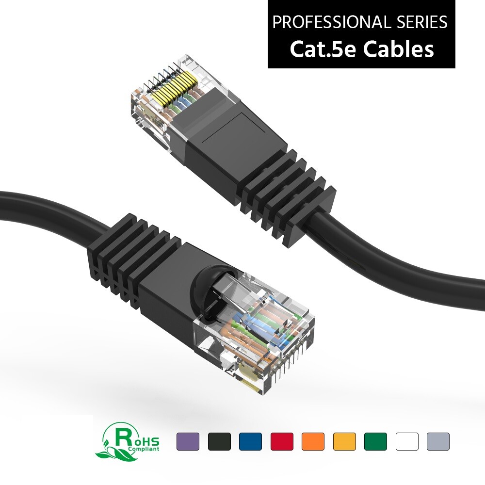 9Ft CAT5E UTP Ethernet Network Booted Cable Black