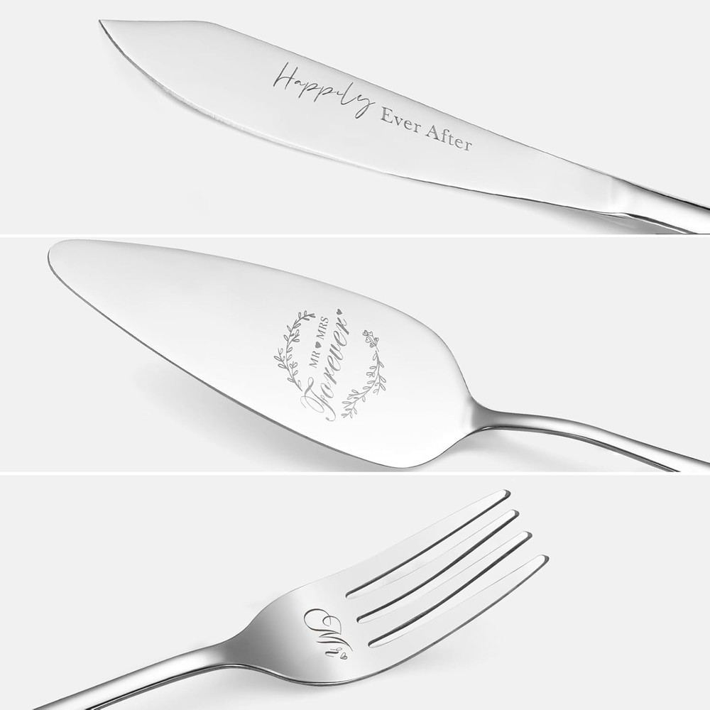 Rust-Resistant Silver Wedding Cake Cutting Set - Beautiful Keepsake for Couples