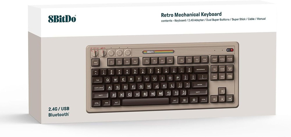 8Bitdo Retro Bluetooth Mechanical Gaming Keyboard, Programmable - C64 Edition