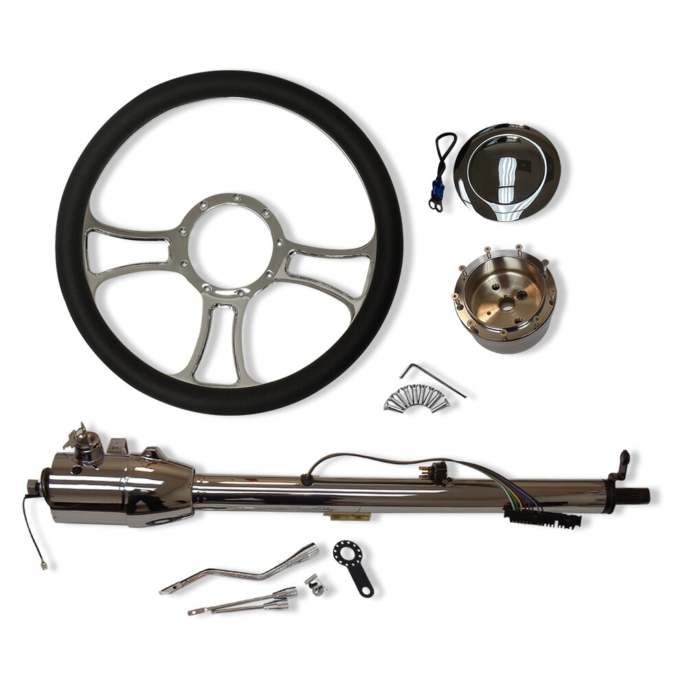 30" Steering Column Automatic & 14" Trinity Steering Wheel & Smooth Horn Button
