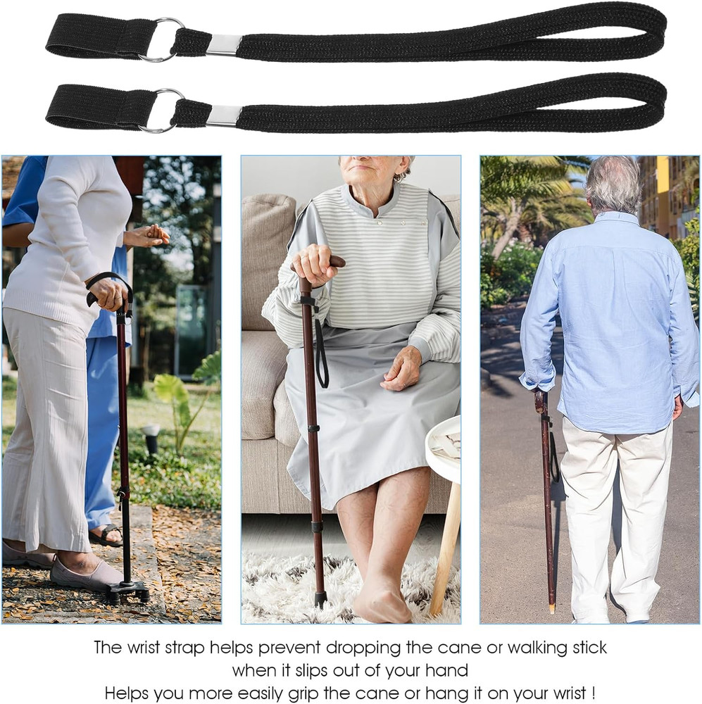 6Pcs Walking Cane Wrist Strap Replacement Black Elastic Trekking Pole Handle