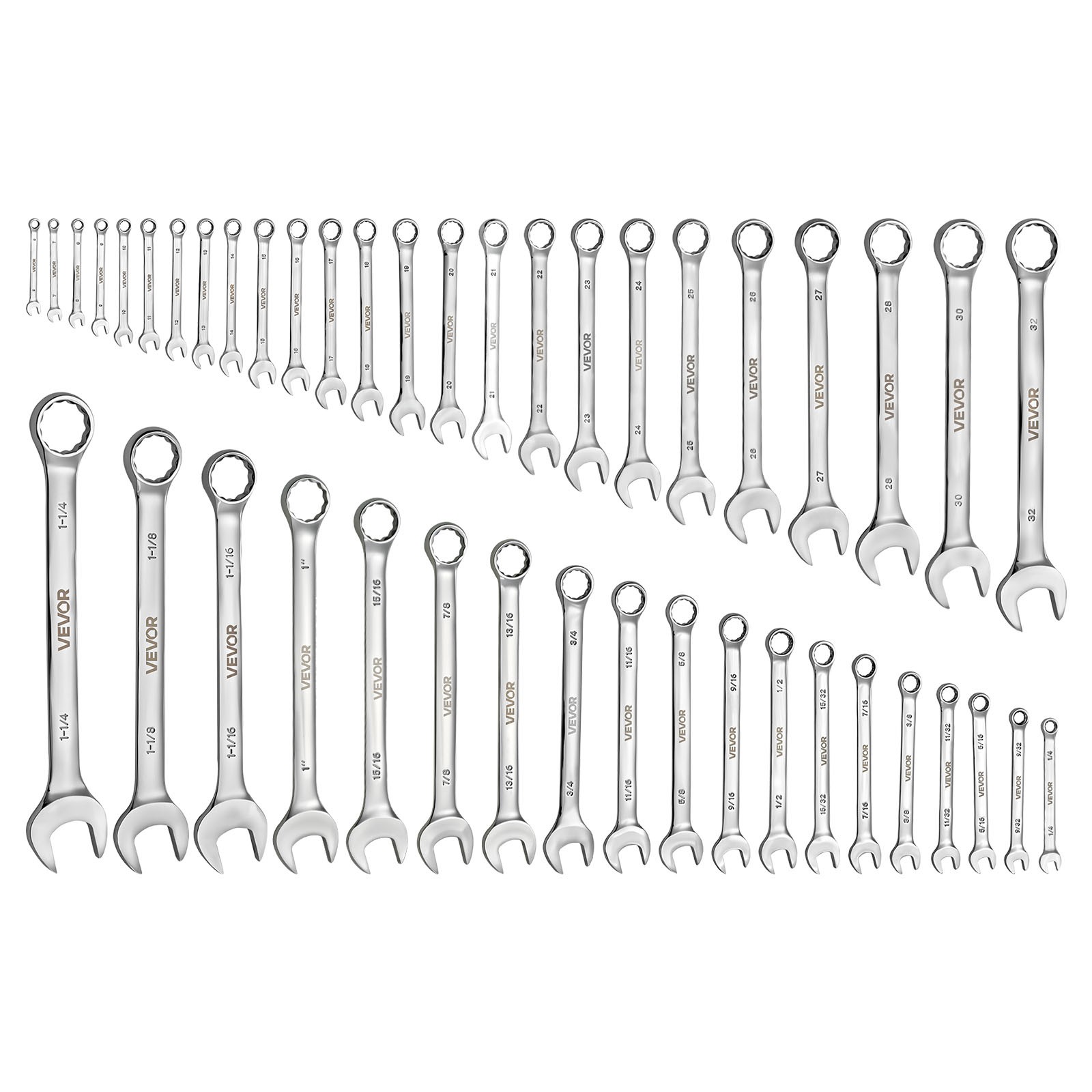 VEVOR Combination Wrench Set Box End Open End Combination Wrenches 44-Piece