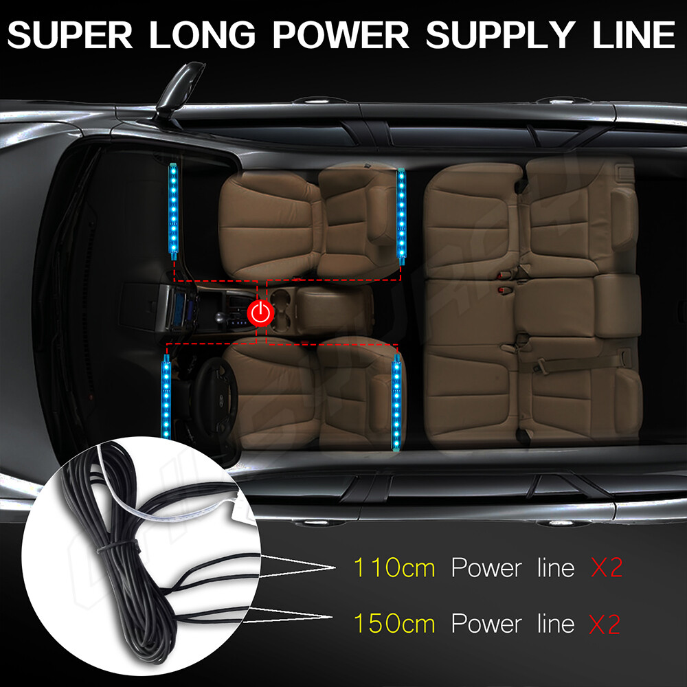 RGB LED Glow Interior Car Lamp Kit Under Dash Foot Well Seats Inside Lighting US