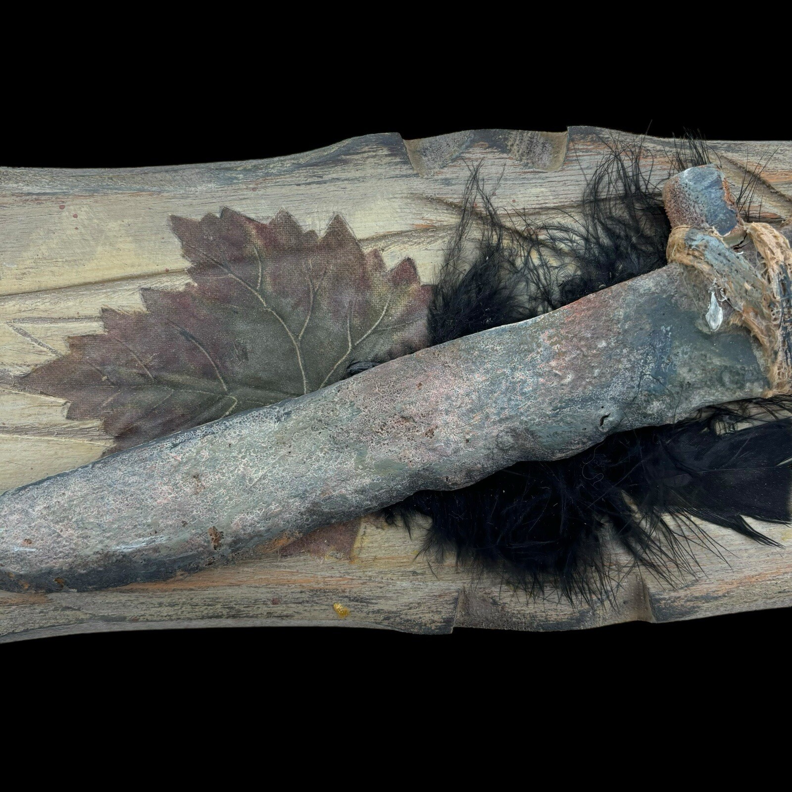 Vintage 1870s Native American Plains Indian Obsidian Bowie Knife Folk Art AAFA