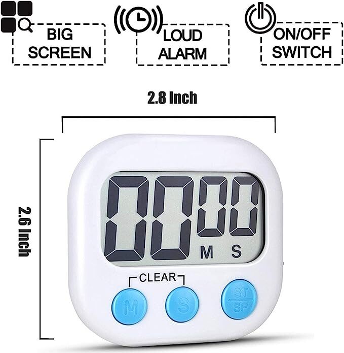 2 Pack Digital Kitchen Timer for Cooking, Magnetic Backing Stand Cooking Timers
