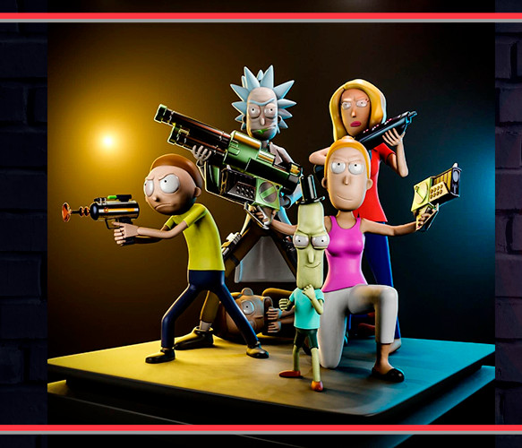 UNPAINTED Rick & Morty Character Diorama 3d Printed Model Kit