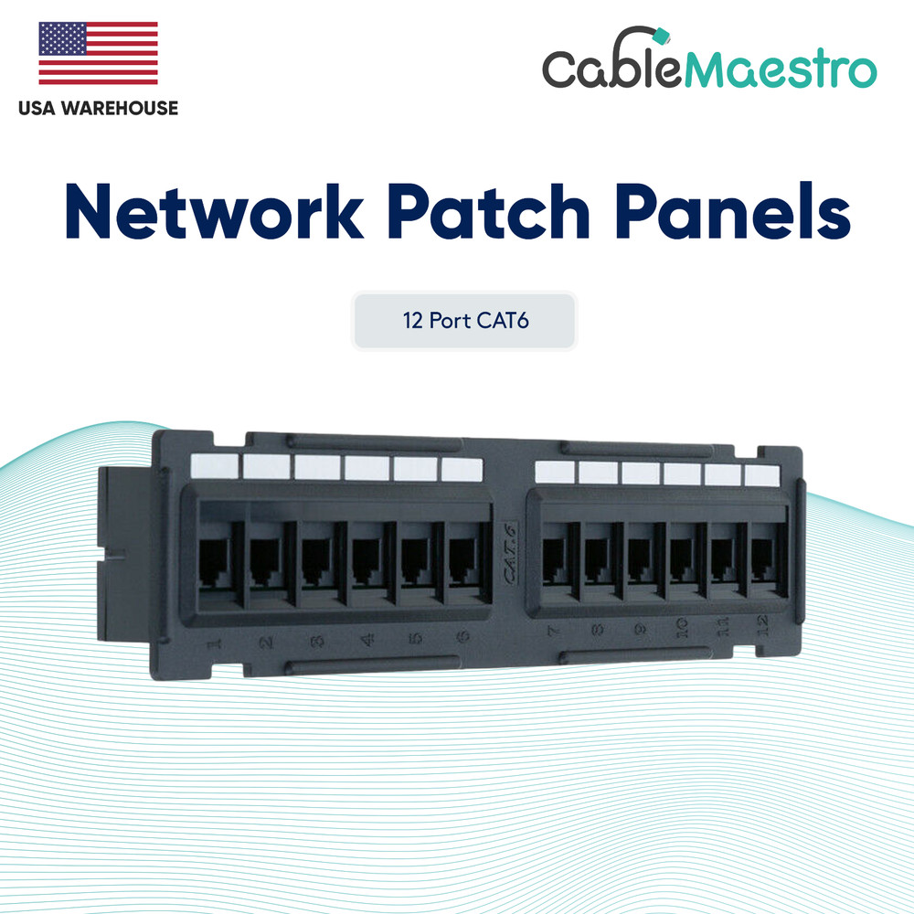 Mini Patch Panel UTP 12 Port CAT6 RJ45 110 Network Surface Wall Mount Bracket