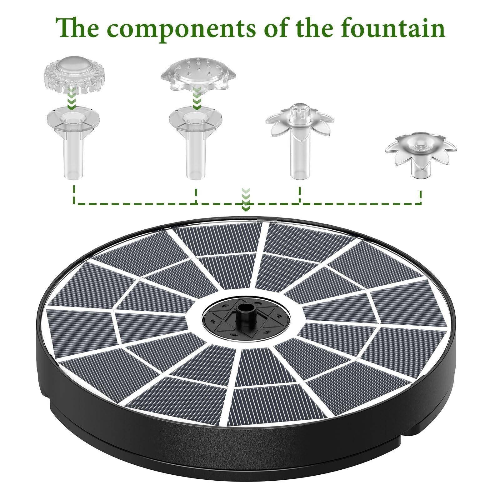3.7W Solar Bird Bath Fountain Upgraded 6.3" Solar Glass Panel for Garden,g