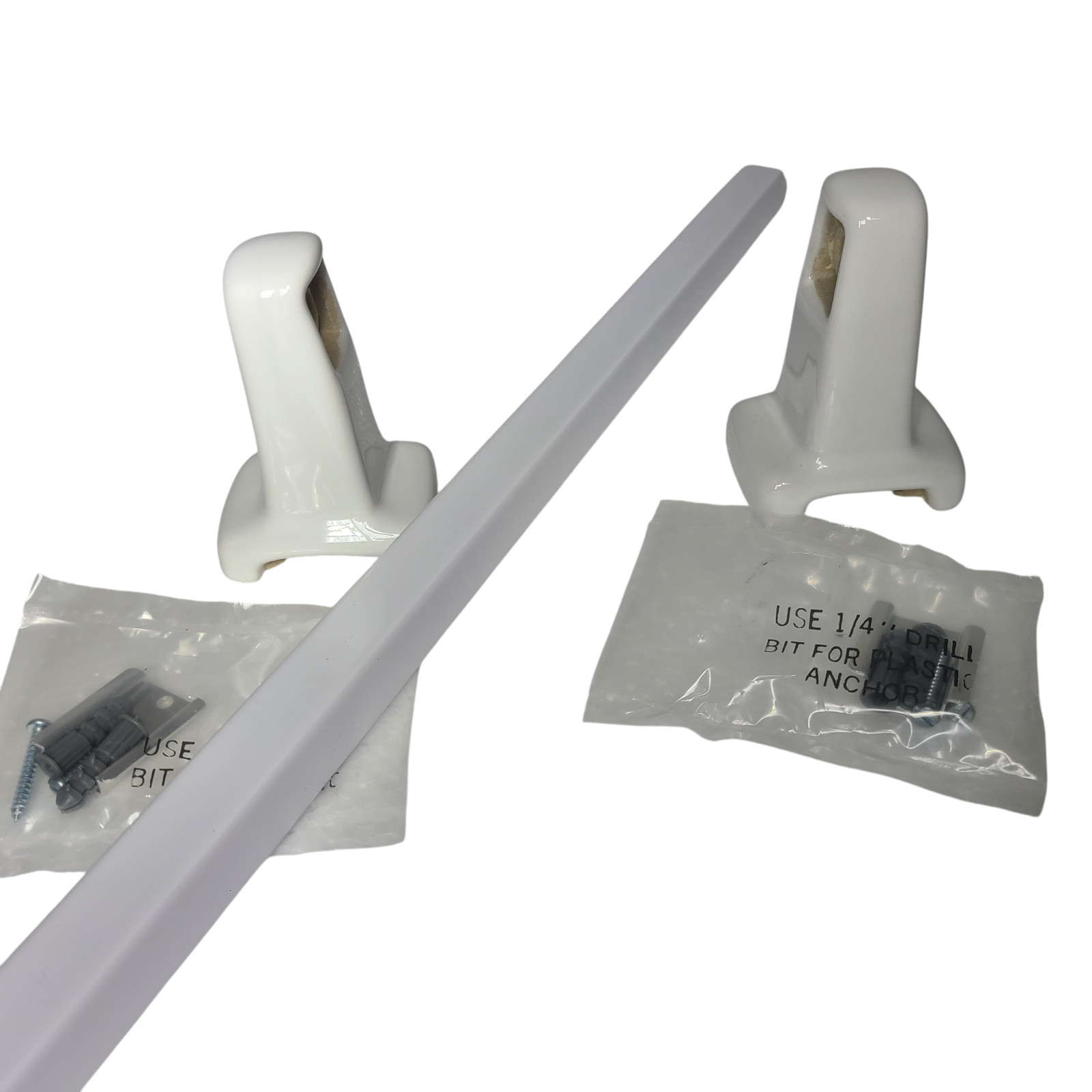 Vintage White Ceramic Towel Bar Rod Rack Post Holders Bracket Screw in Drywall