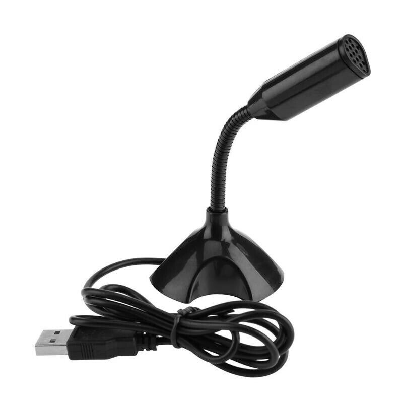 Black USB Mini Desktop Speech Microphone Stand for PC Laptop Computer Notebook D