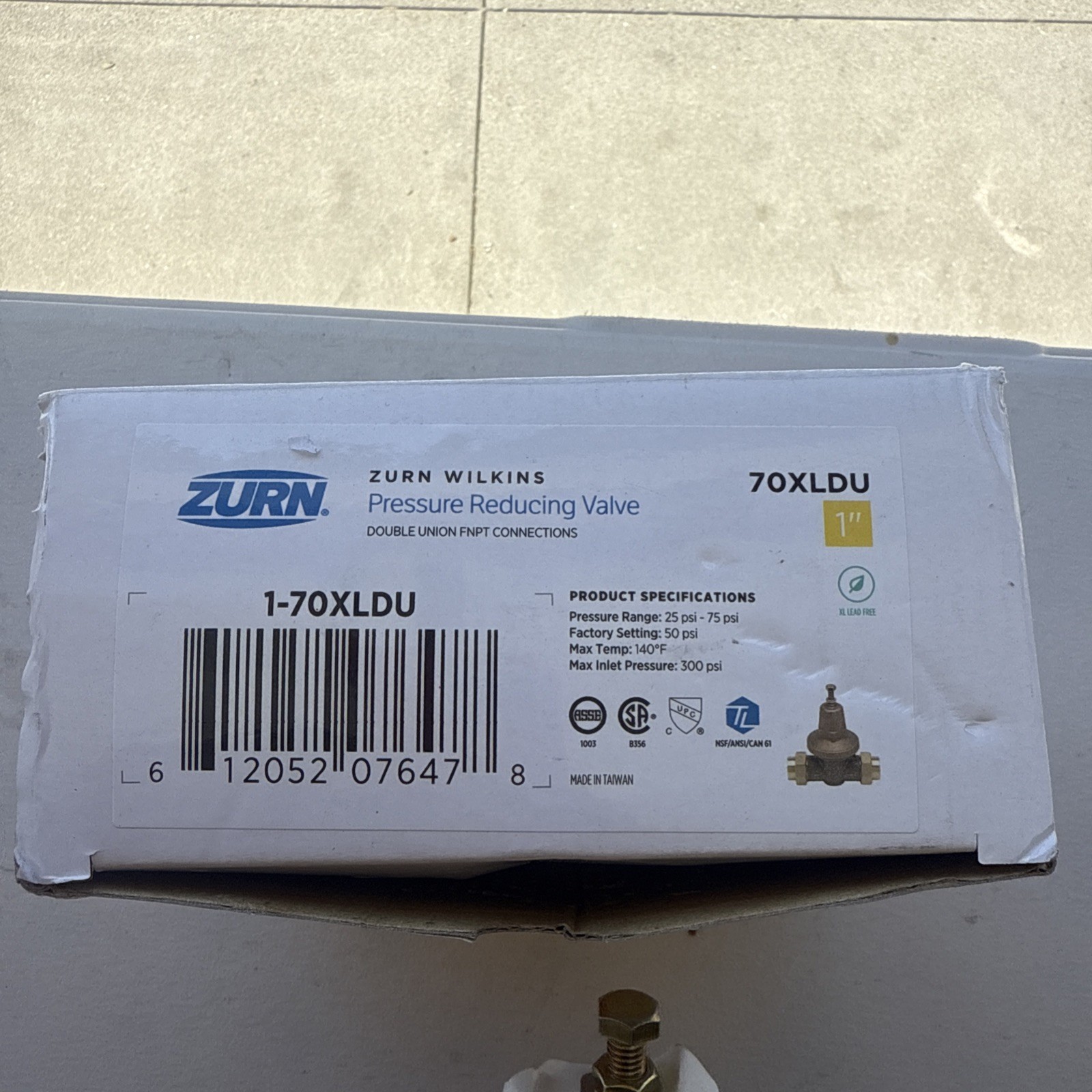 Zurn Wilkins 1" 70XL Pressure Reducing Valve Union Connection (1-70XLDU) - New!