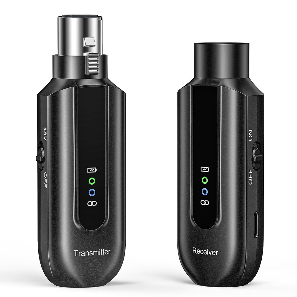 XLR Wireless Microphone System Mic Transmitter Receiver Mic Adapter Rechargeable