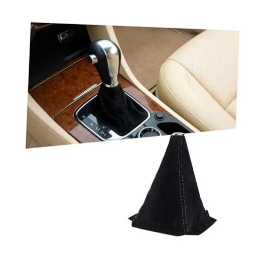 Car Shift Boot Cover, Suede Leather Vehicle Manual Automatic Gear Shift Black