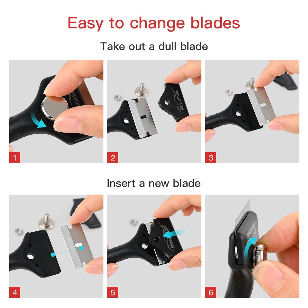 Long Handle Scraper Tool Kit includes 2 Pcs Razor Blade Scraper and 20 PCS 1....
