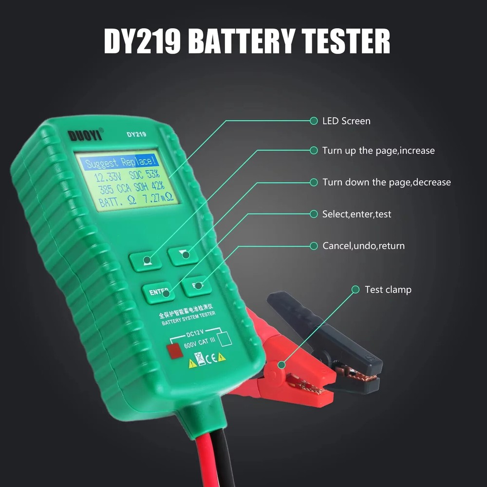 Car AH 100-1000CCA Voltage Battery Analyzer Load Multifunction Diagnostic Tools