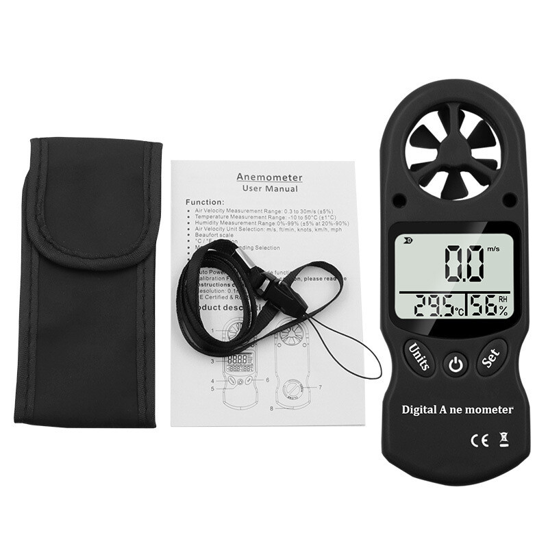 Mini Handheld Digital Temperature and Humidity Meter Anemometer Wind Speed