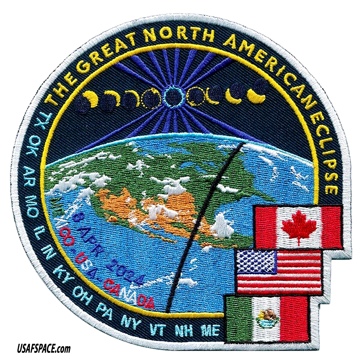 The Great North American Eclipse 2024-ORIGINAL -AB Emblem Tim Gagnon-SPACE PATCH
