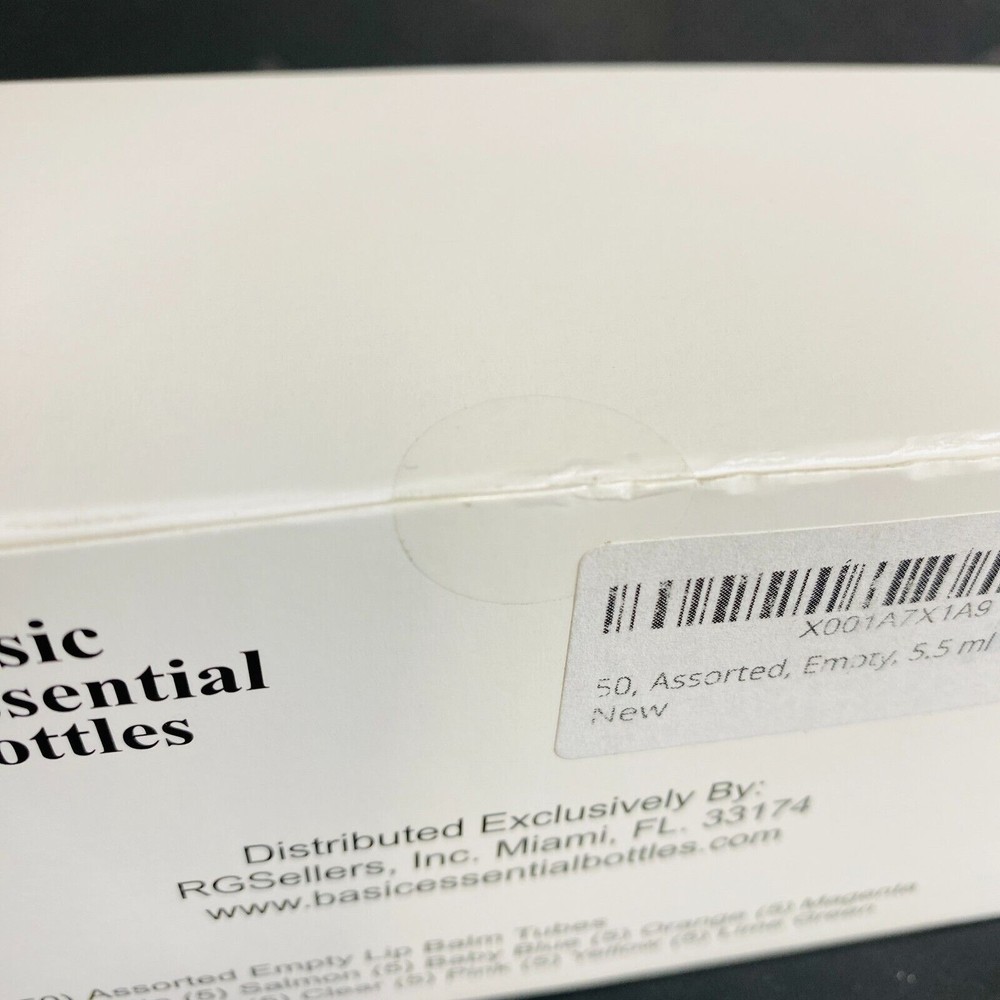 50 Pack Basic Essential Bottles Empty Lip Balm Tubes Assorted Colors 5.5 ml New