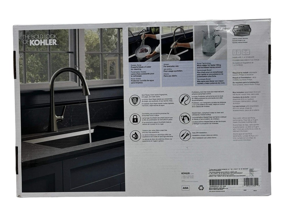 Kohler Guild K-R33912-VS Pull-Down Kitchen Faucet 3-Function Stainless