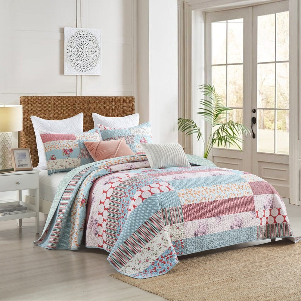 3 Pcs Printed Quilt Set Floral Patchwork Pattern Bedspread Set BY331