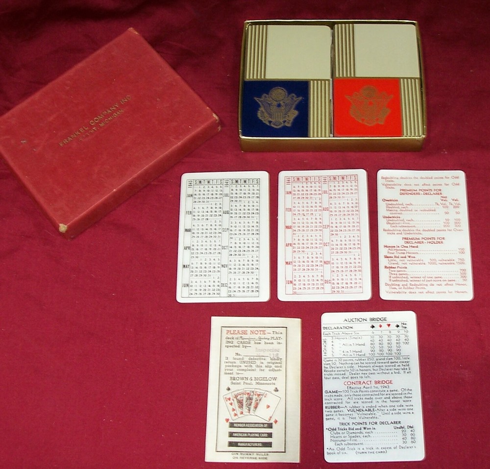 WWII Army Frankel Brown Bigelow Dual Deck of Playing Cards Card Old Collector 2