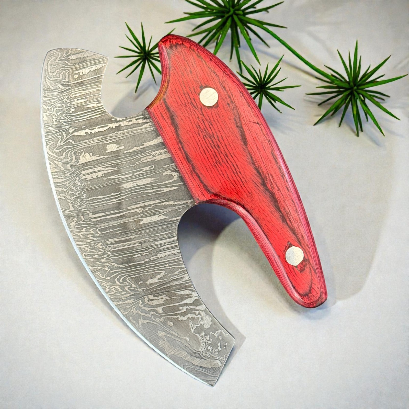 ULU Knife | Lot of 3 | Damascus Steel | Pakka Wood | Handmade | D1222