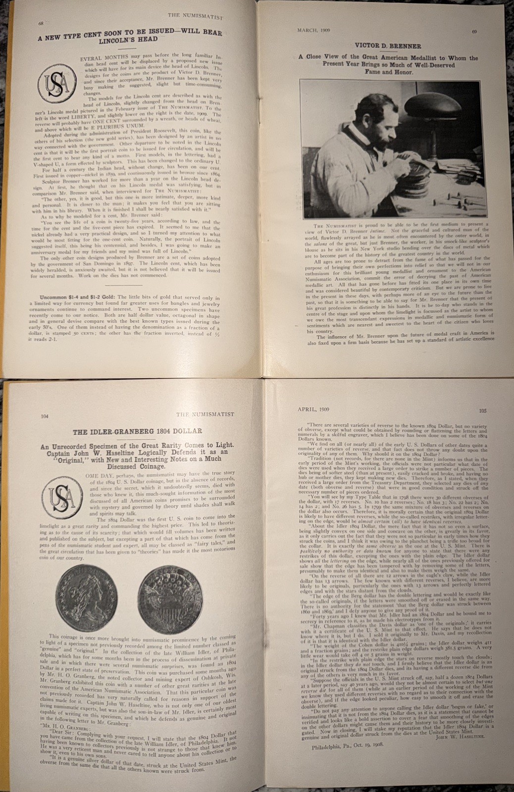 The Numismatist January 1909 Volumes Three & Four Magazine