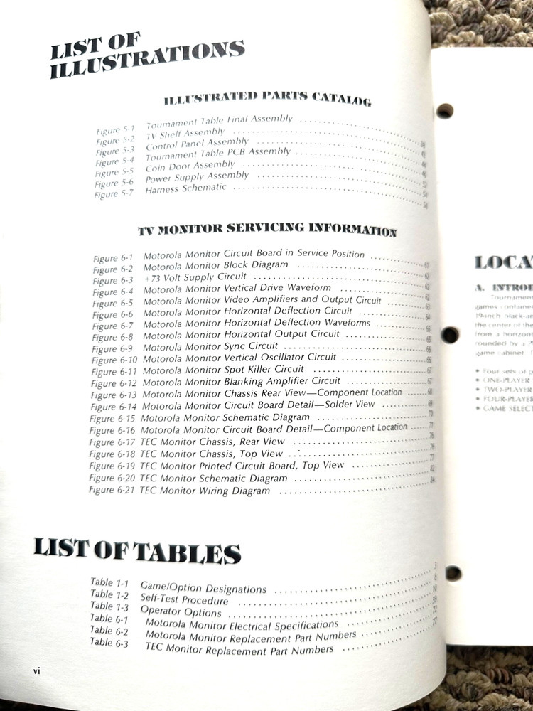 Atari- Tournament Table- Operation, Maintenance & Service Manual-NOS
