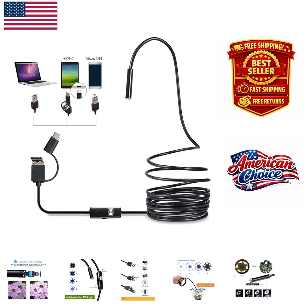 Multi-Purpose Inspection Camera with 6 LED Lights for Android & PC -  Rated