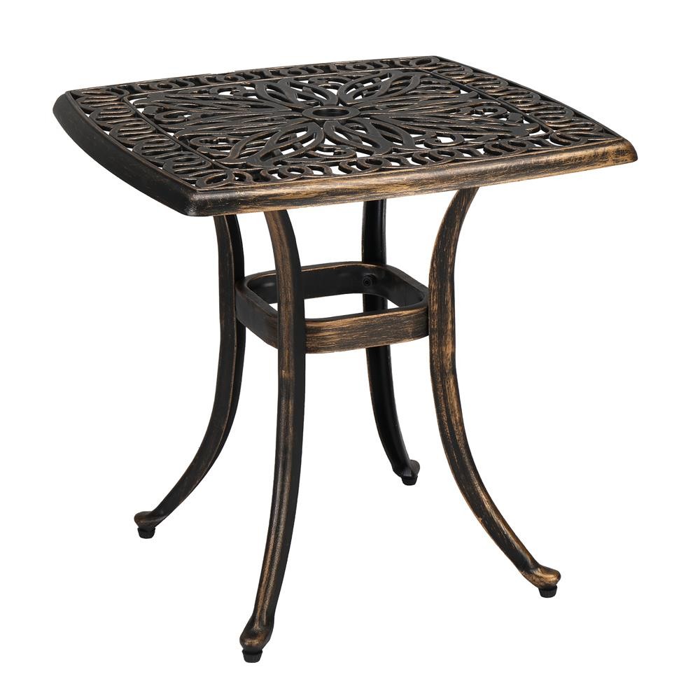 Coffee Dining Table 21inch Square Garden Cast Aluminum Table for Outdoor Garden