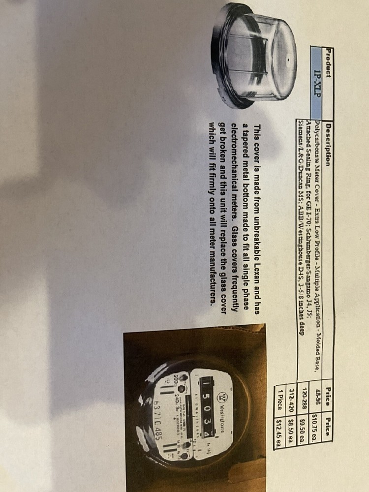 Lexan/Polycarbonate Replacement Meter Cover
