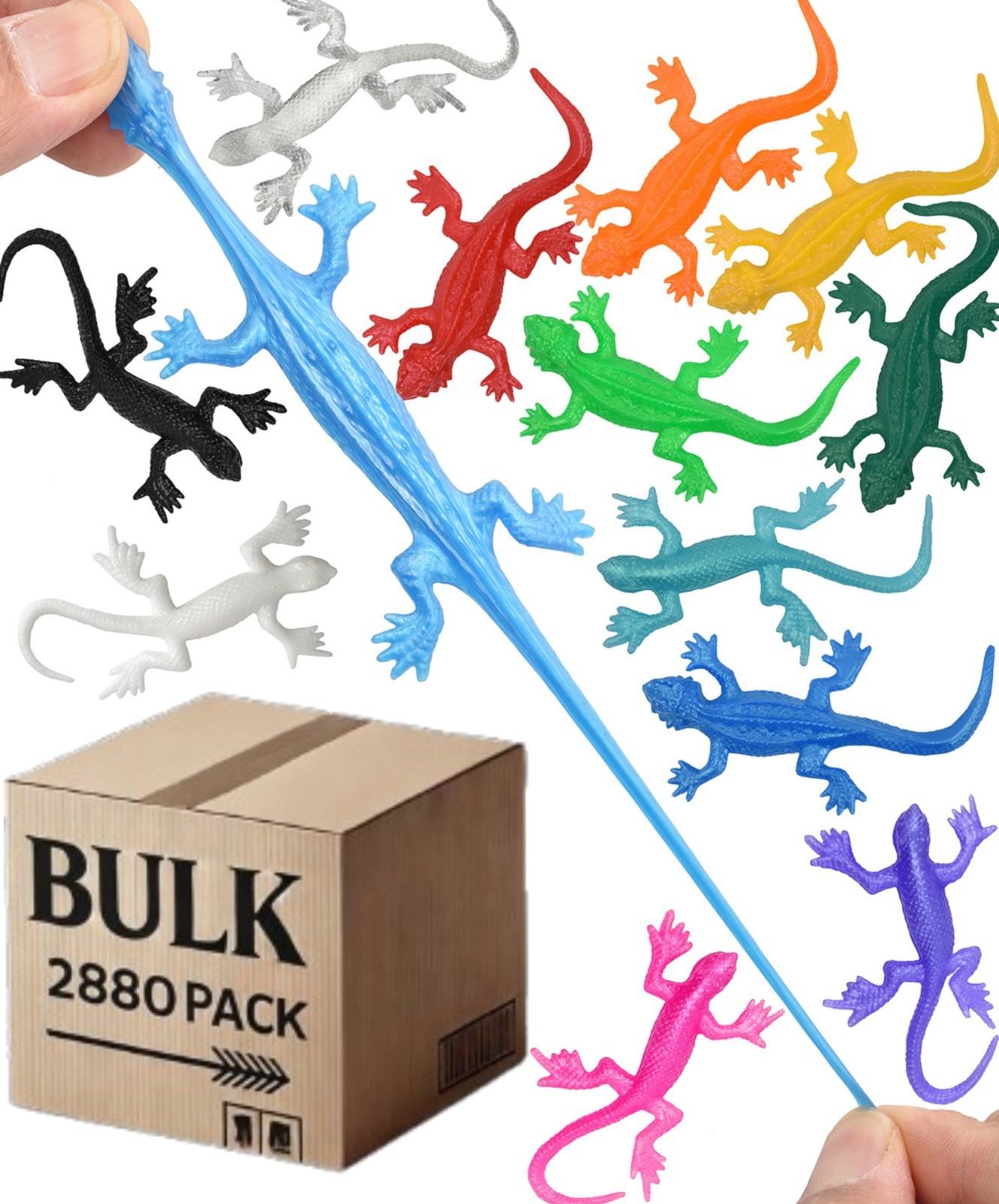 UpBrands 2880 Pack Bulk Super Stretchy Lizard Toys – 12 Colors, 3” Gecko Set