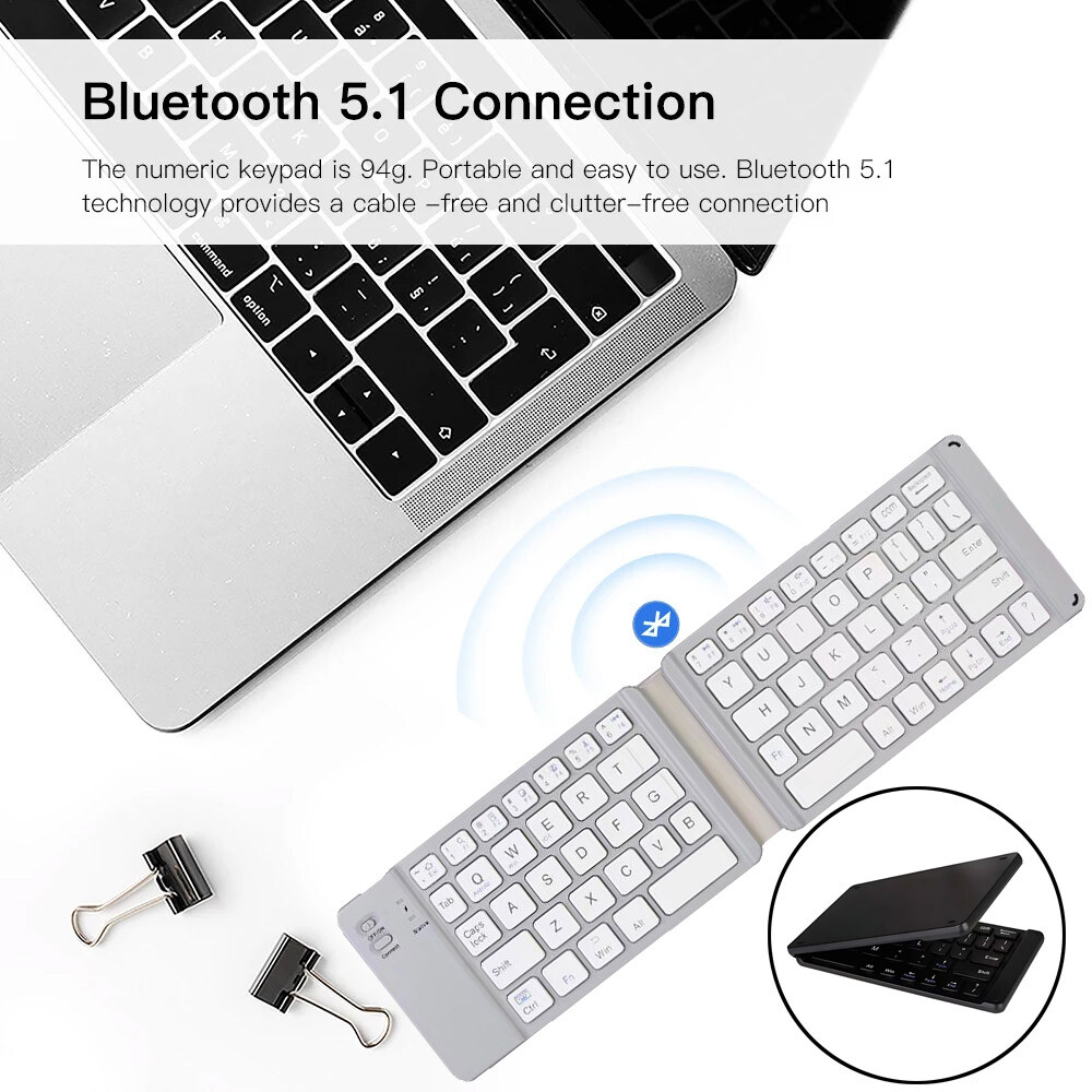 Mini Folding Keyboard Bluetooth Wireless Mobile Phone Android iOS iPhone 15/14/X