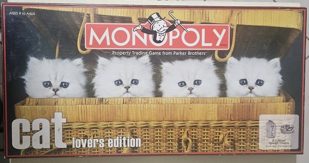 Monopoly Cat Lover's Edition Board Game 2007 COMPLETE Perfect Condition