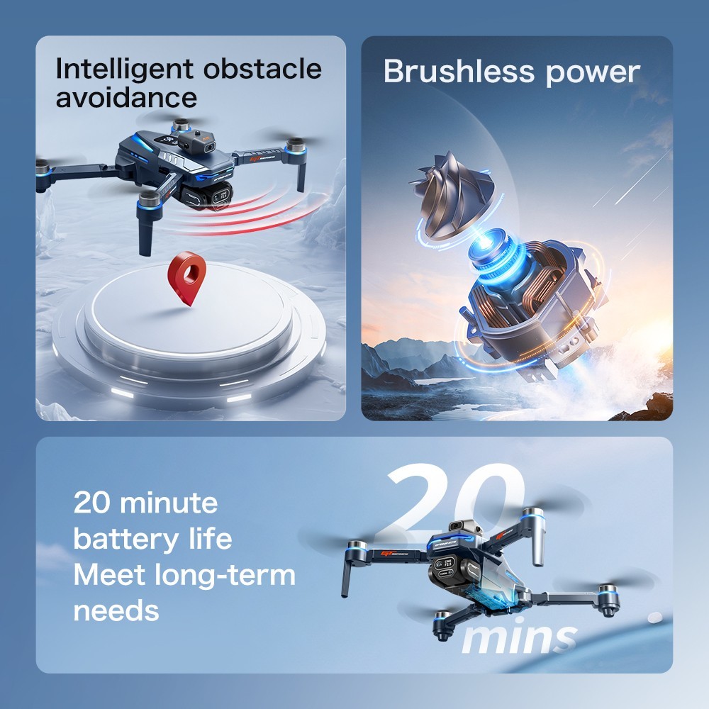 8K Dual Camera Brushless Drone with Screen Remote 5G Foldable RC Quadcopter