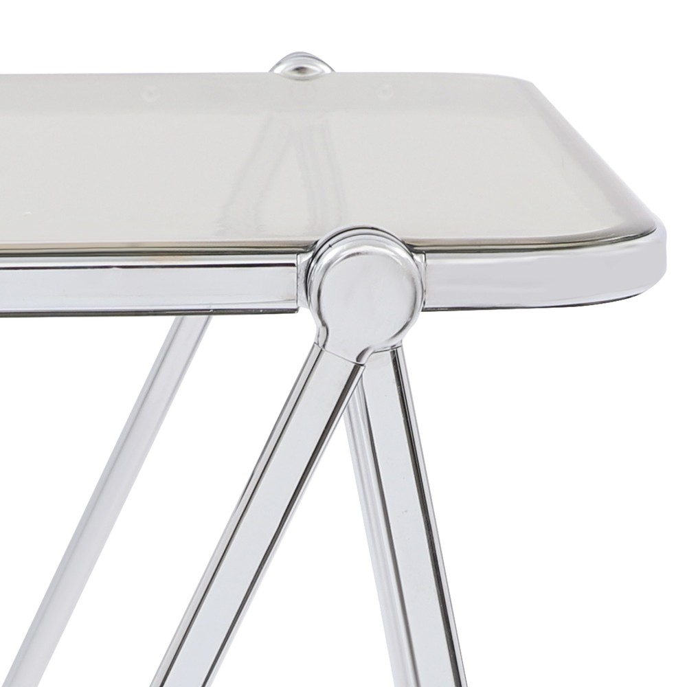 Clear Foldable Side Table, Tiny Desk for Home Office, Small Computer Desk