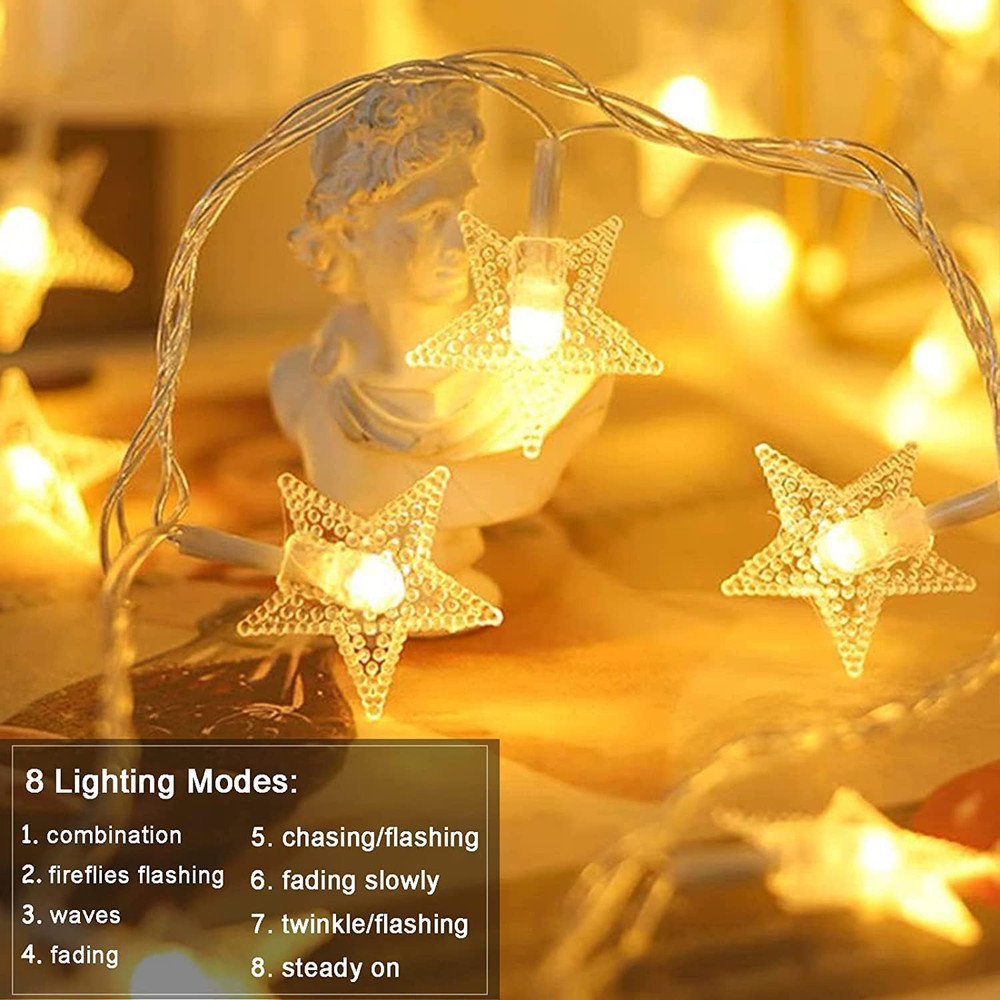 Star String Lights Plug in - 33 Ft 100 LED Star Fairy String Lights with Remote