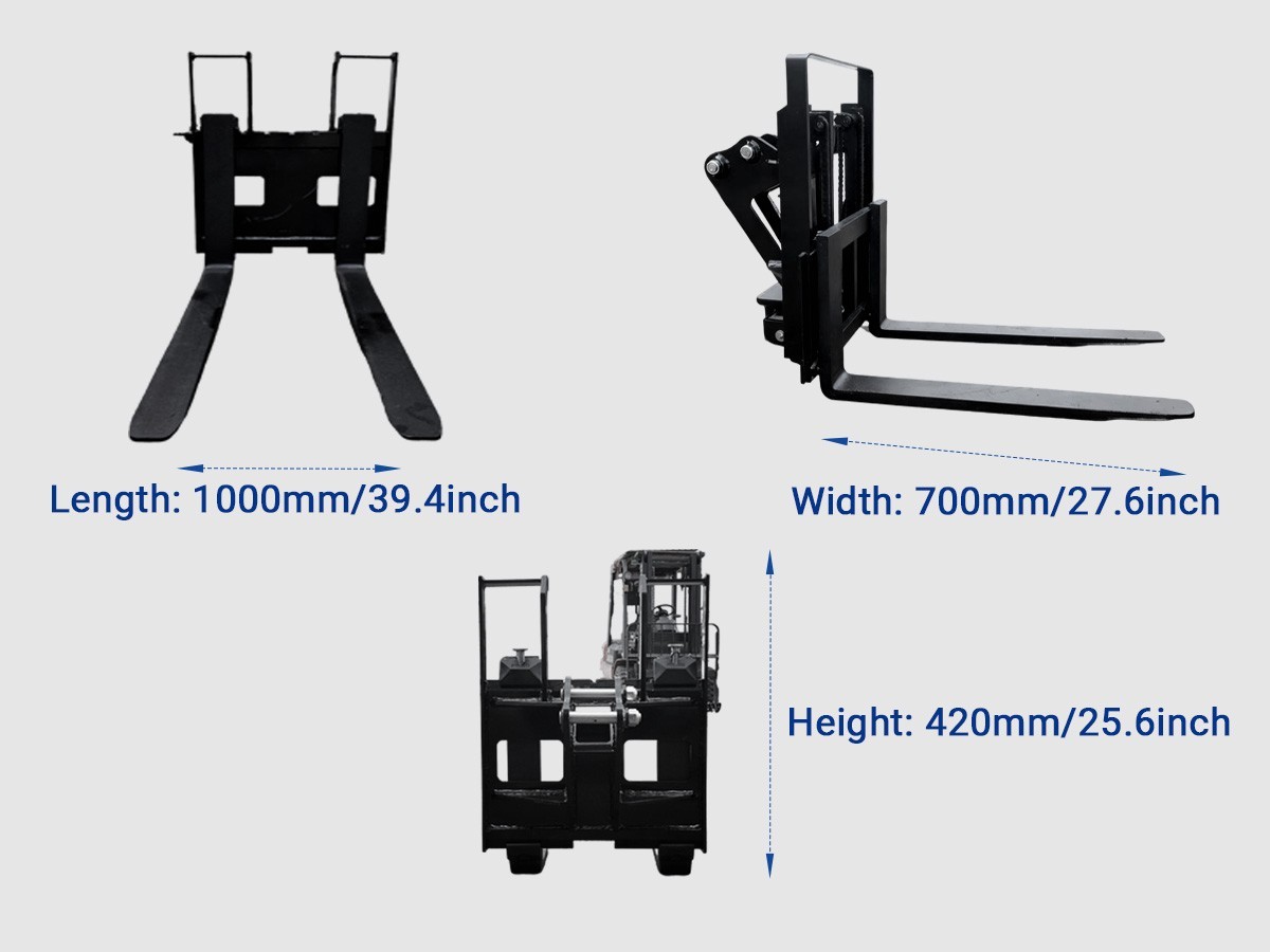 Pallet Fork for 1-2T Mini Excavator, Adjustable Stabilizer Bar, Free Shipping