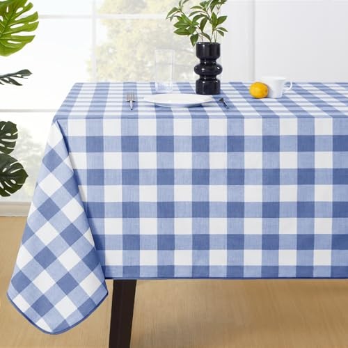 Rectangle Vinyl Tablecloth, 100% Waterproof 54" x 120" (Rectangular) Blue