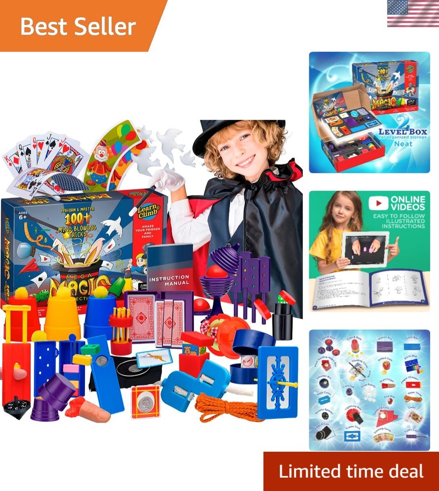 Complete Magic Set for Young Magicians - 28 Props & Quality Storage Table