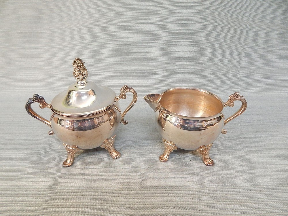 Gorham "Newport" Silver Plate Sugar and Creamer Set, Footed Excellent Condition