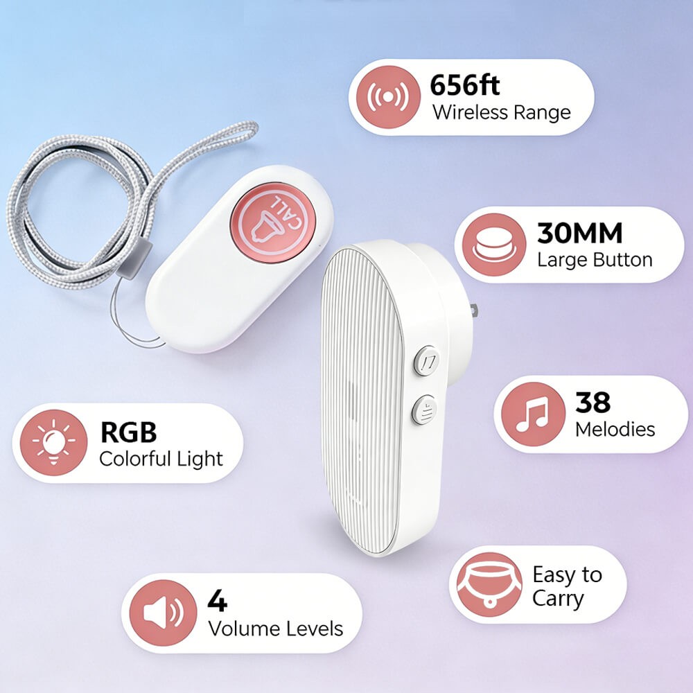 Caregiver Pager Wireless Call Button Nurse Calling Loud Elderly Fall Help System