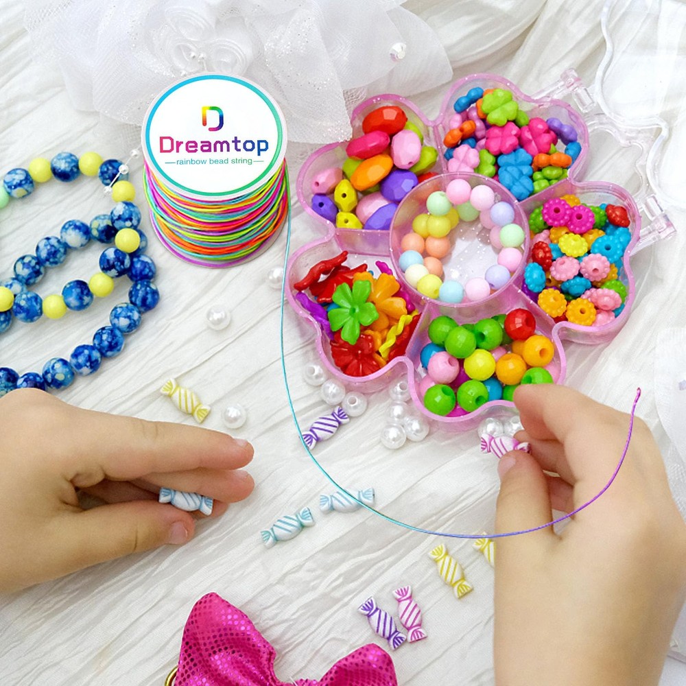 Dreamtop 1mm Stretchy Bracelet String, 100 Meters Rainbow Bead String