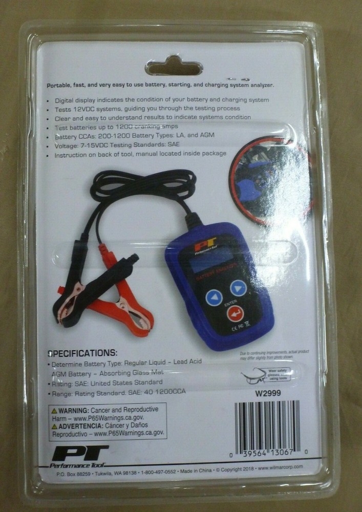 Digital Battery Analyzer, 'Performance Tools' 12 volt W2999 #0670 Free Shipping!